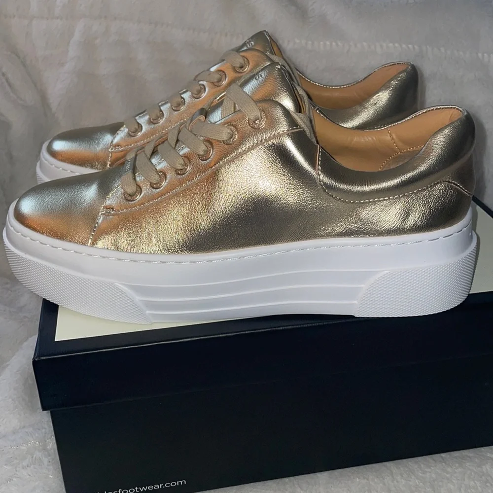 NWT J/SLIDES AMANDA Gold Leather - Picture 9 of 15